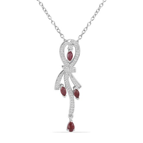 1.16 CT GLASS FILLED RUBY SILVER PENDANTS #VP029175